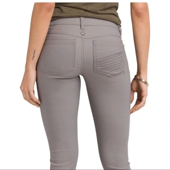 PRANA Brenna Moto Stretch Skinny Pants Mid Rise Gravel Nylon Size 2 - Picture 2 of 15
